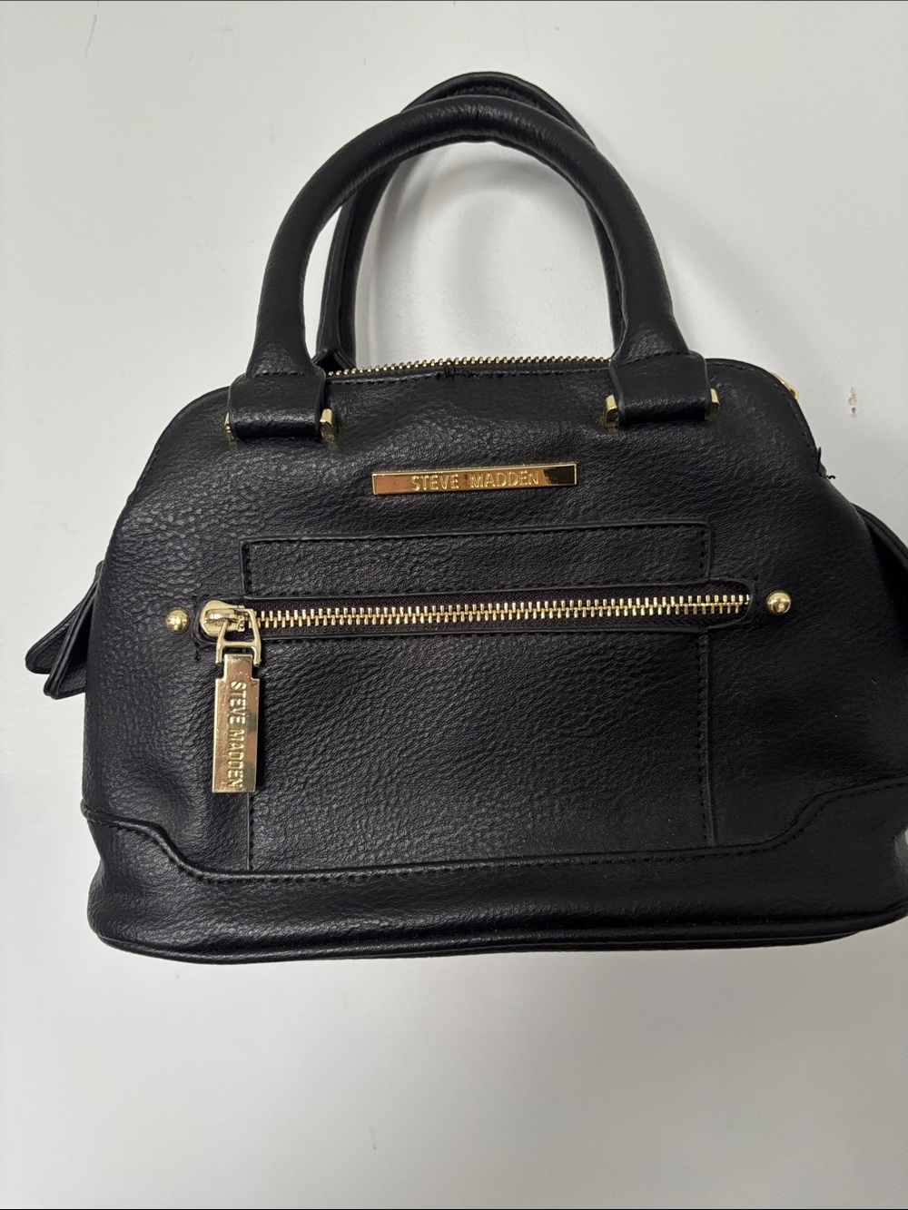Steve Madden Black Satchel with Gold Hardware